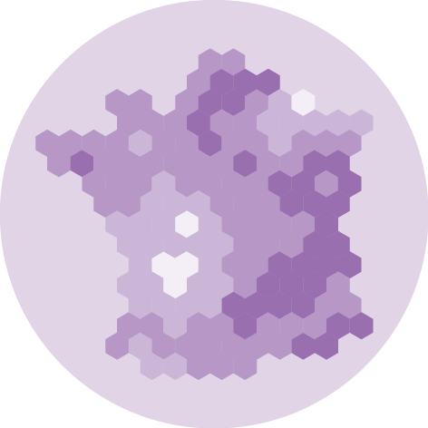 Dataviz logo representing a MapHexbin chart.